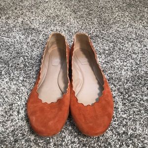 CHLOE Lauren suede ballet flats in Sienna rust